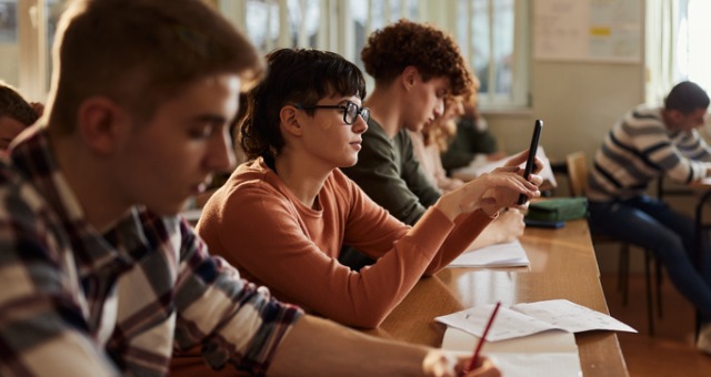 female student on phone